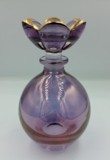 Frasco de perfume de cristal italiano em roxo e dourado com rolha superior de flor vintage comprar usado  Enviando para Brazil