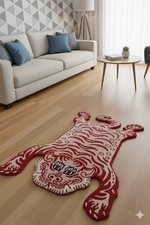 Tapete tufado à mão em forma de tigre vermelho – Tapete de pelúcia macia design animal sala de estar comprar usado Tapete tufado à mão em forma de tigre vermelho – Tapete de pelúcia macia design animal sala de estar comprar usado  Enviando para Brazil
