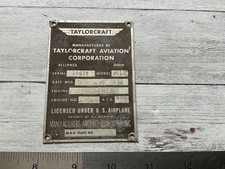 PLACA DE IDENTIFICAÇÃO ORIGINAL DA AERONAVE TAYLORCRAFT BC12D DA ERA DA SEGUNDA GUERRA MUNDIAL 1946 comprar usado PLACA DE IDENTIFICAÇÃO ORIGINAL DA AERONAVE TAYLORCRAFT BC12D DA ERA DA SEGUNDA GUERRA MUNDIAL 1946 comprar usado  Enviando para Brazil