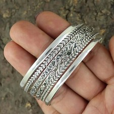 Conjunto de 6 lindas pulseiras de prata esterlina 925 feitas à mão com padrão floral comprar usado  Enviando para Brazil