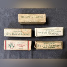 Juego de remedios homeopáticos Munyon’s vintage - 5 botellas cajas originales instrucciones segunda mano  Embacar hacia Mexico