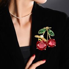 BROCHE DE CEREZAS Pin Abeja Cereza Rojo Estrás Esmalte Disfraz Joyería segunda mano  Embacar hacia Mexico