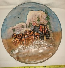 Placa de gesso deco 3D vintage cerâmica feita à mão cavalo e buggy cena de montanha comprar usado  Enviando para Brazil