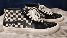 Tênis de skate Vans masculino preto branco quadriculado parte superior média com cadarço tamanho 10.5, usado comprar usado  Enviando para Brazil