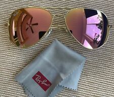 Óculos de sol Ray Ban aviador masculino 62 Мм armação dourada/vidro espelhado rosa, usado comprar usado  Enviando para Brazil