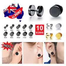 Par de brincos pretos planos redondos com plugue de barra GYM MASCULINO aço inoxidável 3-14 mm comprar usado  Enviando para Brazil