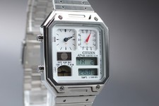 [ESTADO PERFEITO] Relógio masculino Citizen Ana-Digi Temp 8989-003T308 prata quartzo branco JAPÃO comprar usado  Enviando para Brazil