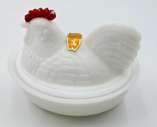 Prato coberto de vidro leitoso Hen on Nest John E Kemple comprar usado  Enviando para Brazil