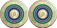 2x Bandeira das Ilhas do Estreito de Torres Azul Verde Dois Dólares $2 Moeda ex RAM Rolo Novo UNC comprar usado  Enviando para Brazil