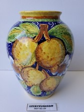 Usado, Vaso de cerâmica italiano Limoni di Sicilia azul pintado à mão raro original comprar usado  Enviando para Brazil