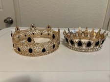 Coroa Real Rei, Casamento, Tiara, Strass, Aniversário, Presente, Halloween, Conjunto 2 comprar usado  Enviando para Brazil