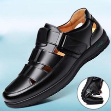 Hombres Sandalias de Negocios Verano Zapatos de Cuero Para Hombres Puntera Cerrada Vestido Antideslizantes Planas segunda mano  Embacar hacia Mexico