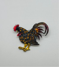 Broche charmoso galo strass esmalte ouro preto âmbar comprar usado  Enviando para Brazil