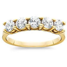 Anel de aniversário de casamento de cinco pedras com diamante ouro amarelo 14K 1 cttw comprar usado  Enviando para Brazil