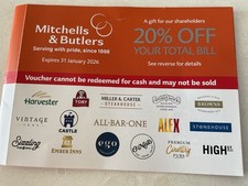 12mitchells butlers vouchers for sale  GUILDFORD