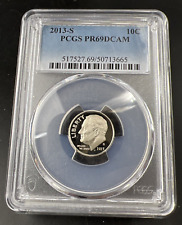 Moeda de dez centavos 2013 S 10c Roosevelt folheada PCGS PR69 DCAM prova comprar usado  Enviando para Brazil