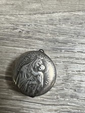 Usado, Porta-caixa vintage católico tamanho pílula prata santo papa religioso lixeira pequena 53 comprar usado  Enviando para Brazil