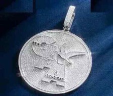 Pingente de carta personalizado masculino de moissanita corte redondo folheado a ouro branco 14K 5,00 CT comprar usado  Enviando para Brazil