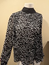Blusa Zara feminina elegante preta bolinhas tamanho XS manga comprida escritório comprar usado  Enviando para Brazil