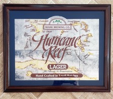 MIAMI Brewing Company Hurricane Reef Lager Bar Cerveja Arte Espelhada Mapa Traseiro 22x15 comprar usado  Enviando para Brazil