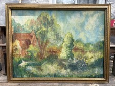 Pintura al óleo paisaje original, enmarcada segunda mano  Embacar hacia Mexico