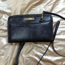 Bolsa de ombro de couro sintético preto, compacta, slots para cartões, alça removível, usado comprar usado  Enviando para Brazil