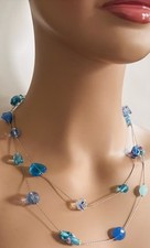 Colar de vidro arte azul Cookie Lee flutuante contas de bolo de casamento cone coração de flor comprar usado  Enviando para Brazil