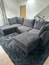 Shaped sofa black for sale  LIVERPOOL