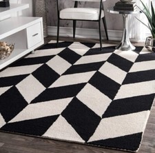 Tapete de área de lã preto e branco tufado à mão mod azulejos tapetes tufados à mão comprar usado  Enviando para Brazil