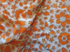 Tecido de náilon vintage da década de 1970 laranja cinza branco floral design retrô 36 L x 38 W, usado comprar usado  Enviando para Brazil