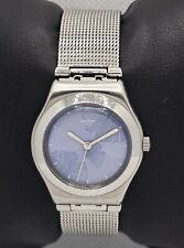 Relógio feminino Swatch ironia azul mostrador floral tom prata pulseira de malha ajustável 04 comprar usado  Enviando para Brazil