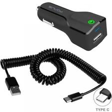 24W USB ADAPTIVE FAST CAR QUICK CHARGER COILED TYPE-C CABLE F8Y For AT&T VERIZON comprar usado  Enviando para Brazil