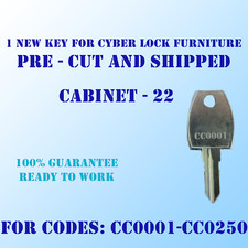 CC0001-CC0250. Llave de repuesto para cerraduras de muebles Cyber Lock. Corte a su código. segunda mano  Embacar hacia Mexico