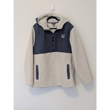 Jaqueta pulôver com capuz Hurley meio zíper Sherpa Anorak tamanho G azul creme osso nova sem etiquetas comprar usado  Enviando para Brazil