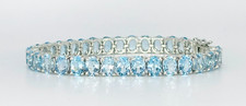 Pulseira de tênis de prata esterlina 925 32,70 ct oval topázio azul natural 7,3 polegadas comprar usado  Enviando para Brazil