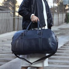 Duffle de couro artesanal granulado, couro chique Boston Weekender Travel, usado comprar usado  Enviando para Brazil
