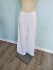 Calça Linho S Perna Larga Branca 100% Linho Costeira Cintura Alta Silenciosa Luxo Lagenlook, usado comprar usado  Enviando para Brazil