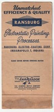 Matchbook cover ransburg for sale  Tiskilwa