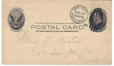 US Sc # UX 18 usado Nova York, Fox St. DPO 1906-1914 6 barras horizontais cancelar comprar usado  Enviando para Brazil