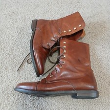 BOTAS FEMININAS DELTA MADE IN ITALY COURO ALTO NO TORNOZELO MARROM TAMANHO EUA 8 comprar usado  Enviando para Brazil