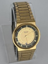Antigo Bulova 92502Y 32mm relógio de data quartzo tom dourado com pulseira e bateria comprar usado  Enviando para Brazil