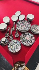 景德镇十大瓷厂草帽款墨地粉彩瓷器 Antique China Noire Rose Painted Art Porcelain Bowl Spoon Plate comprar usado  Enviando para Brazil