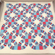 Colcha/topper de retalhos de algodão anel de casamento duplo azul feito à mão 86x86" comprar usado  Enviando para Brazil