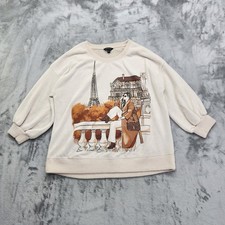 Suéter feminino Love & Lace XL bronzeado gola redonda manga 3/4 lantejoulas Paris Torre Eiffel comprar usado  Enviando para Brazil