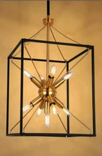 Usado, Lustre 9 luzes altura ajustável pingente lanterna latão e acabamento preto comprar usado  Enviando para Brazil