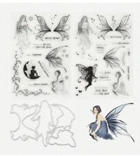 Juego de estampillas transparentes y troqueles de corte de hadas de flores para álbumes de recortes hágalo usted mismo, fabricación de tarjetas, segunda mano  Embacar hacia Mexico