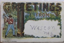 Usado, Cartão postal antigo vintage com saudações de troncos de madeira para lenhadores PC padrão comprar usado  Enviando para Brazil