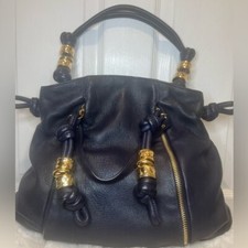 MICHAEL KORS BOLSA DE OMBRO DE COURO ROSLYN AZUL MARINHO AZUL O ROSLYN comprar usado  Enviando para Brazil