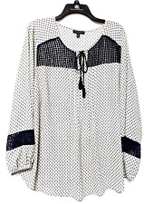 Blusa Lane Bryant Feminina Tamanho 14/16 Azul Marinho/Branco Semitransparente com Bordado Nova Sem etiquetas comprar usado  Enviando para Brazil