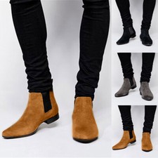 Botas masculinas de camurça sintética Chelsea Chukka vestido tornozelo casual slip on retrô sapatos baixos comprar usado  Enviando para Brazil